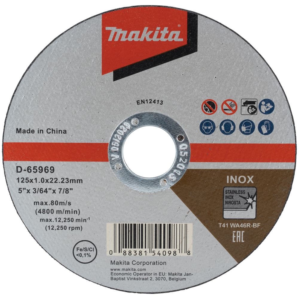 Disc pentru inox MAKITA D-65969 WA46R, 125 x 1 x 22.23 mm