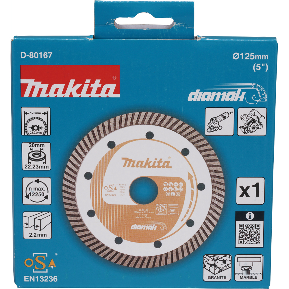 Disc diamantat pentru taiere uscata MAKITA D-80167, 125 x 2.2 x 22.23 mm