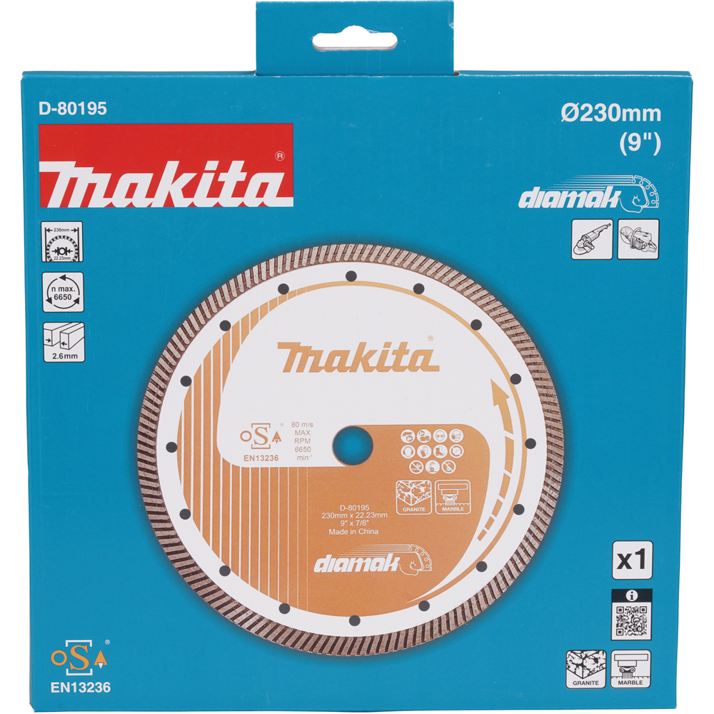 Disc diamantat pentru taiere uscata MAKITA D-80195, 230 x 2.6 x 22.23 mm