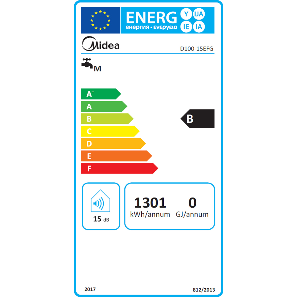 Boiler electric MIDEA Seria Lume, 100 l, 1500W, alb