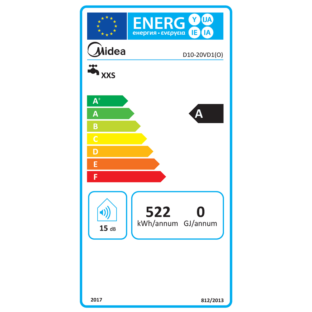 Boiler electric MIDEA D10-20VD1O, 10 l, 2000W, alb