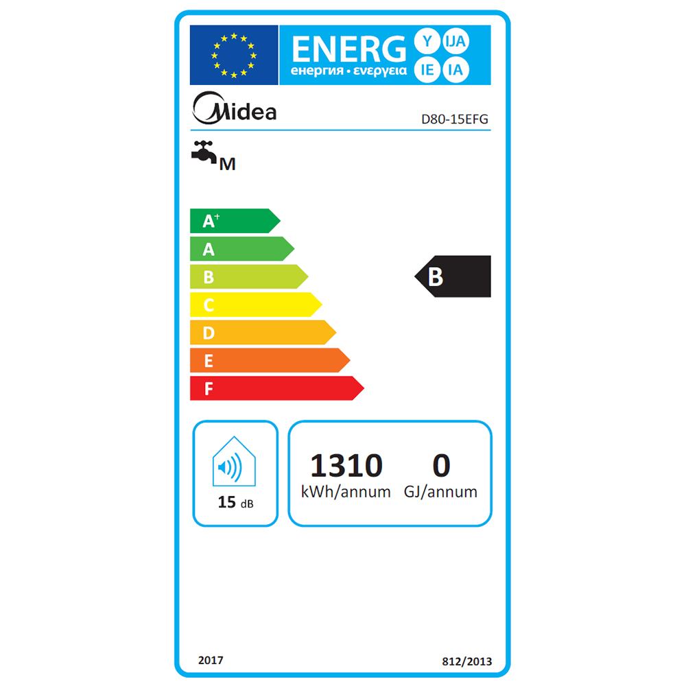 Boiler electric MIDEA Seria Lume, 80 l, 1500W, alb