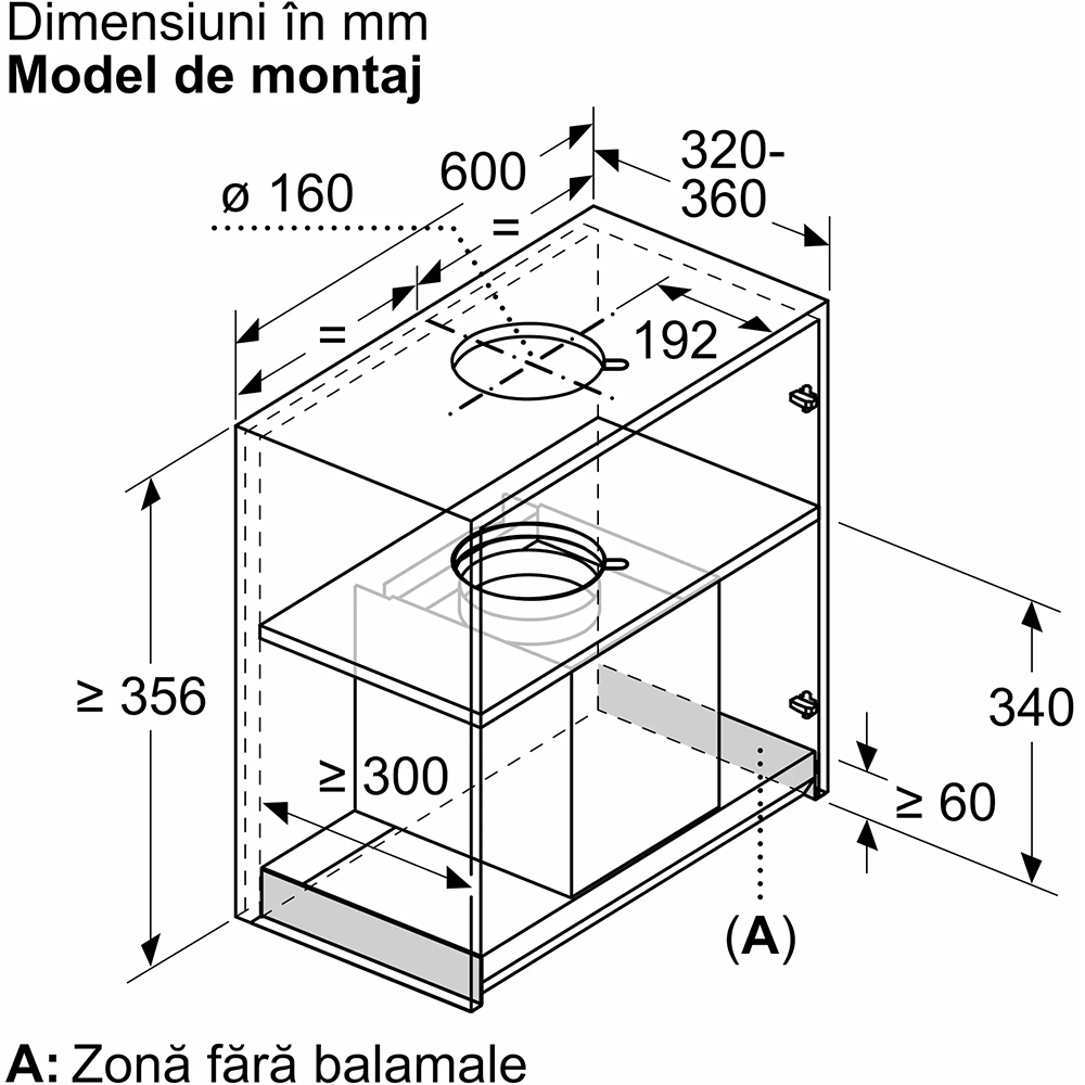 Hota incorporabila BOSCH DBB65CC60, 1 motor, 582 m3/h, L 60 cm, negru