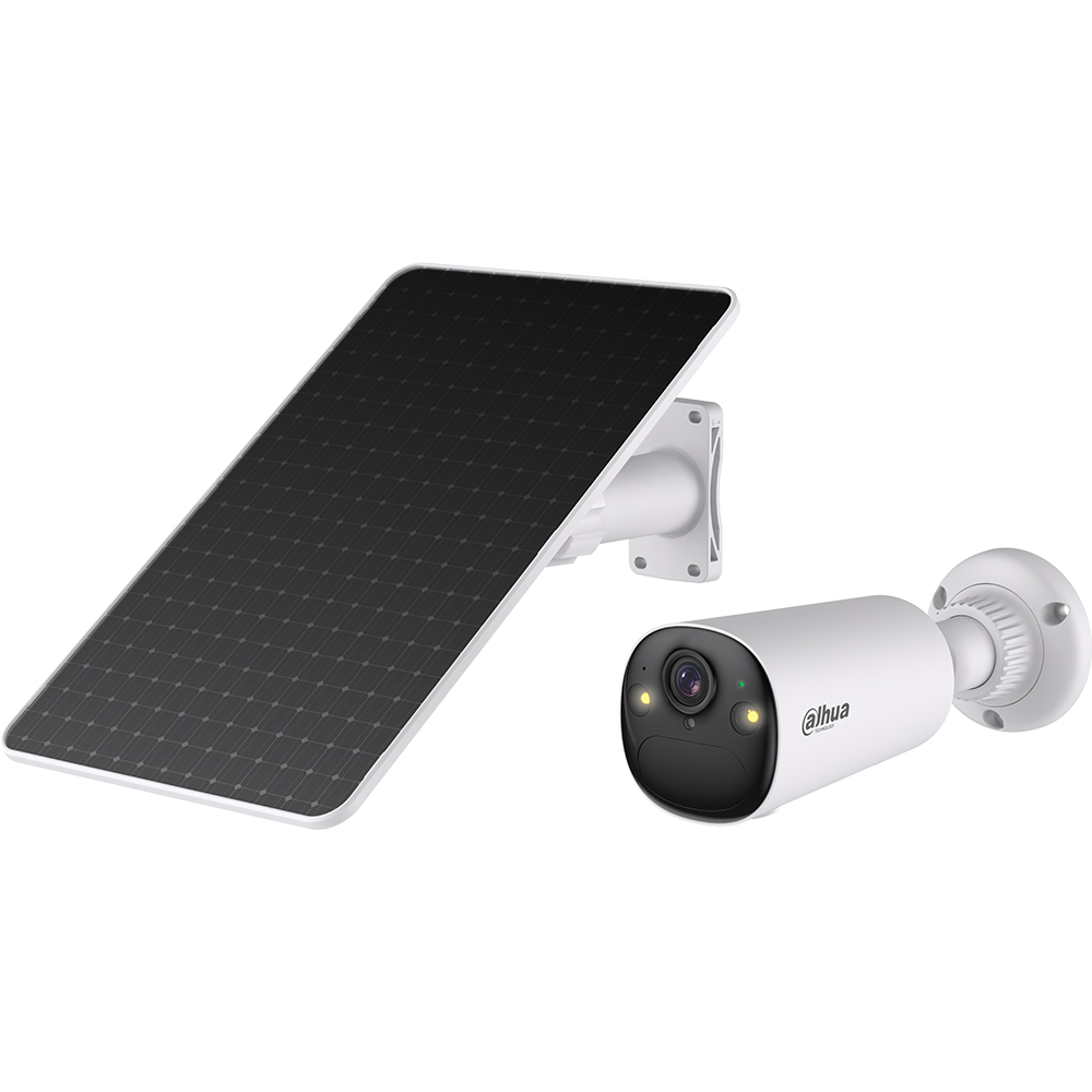 Kit camera IP Wireless exterior DAHUA DH-BF8CP-XL/M0508, 8MP, 2160p, IP66, IR, Detectie AI, baterie solara, alb