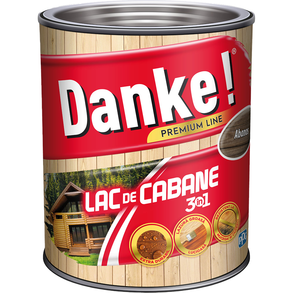 Lac de cabane 3in1 DANKE, pe baza de rasina alchidica, 2.5L, abanos l