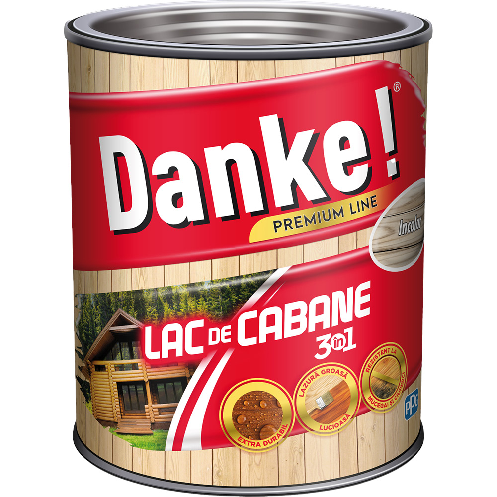 Lac de cabane 3in1 DANKE, pe baza de rasina alchidica, 2.5L, incolor