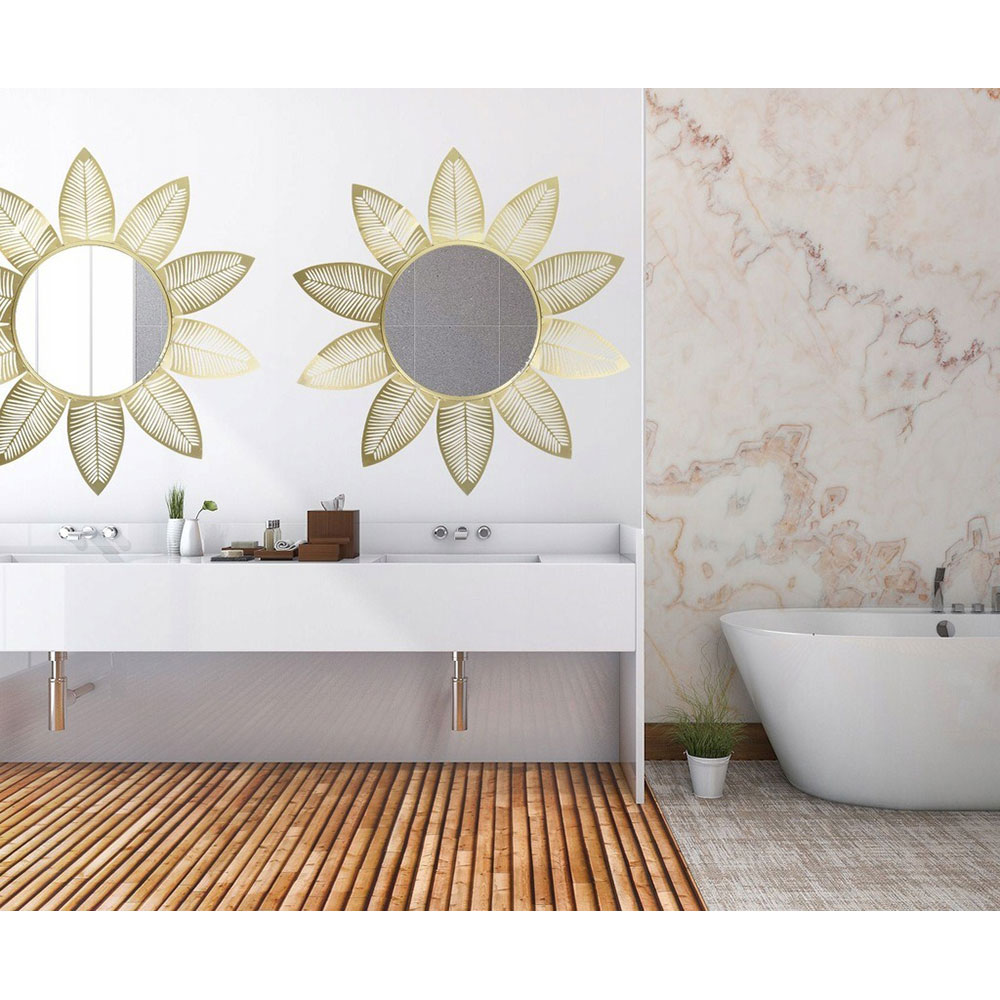Oglinda decorativa KI Sunflower, D 55 cm, auriu