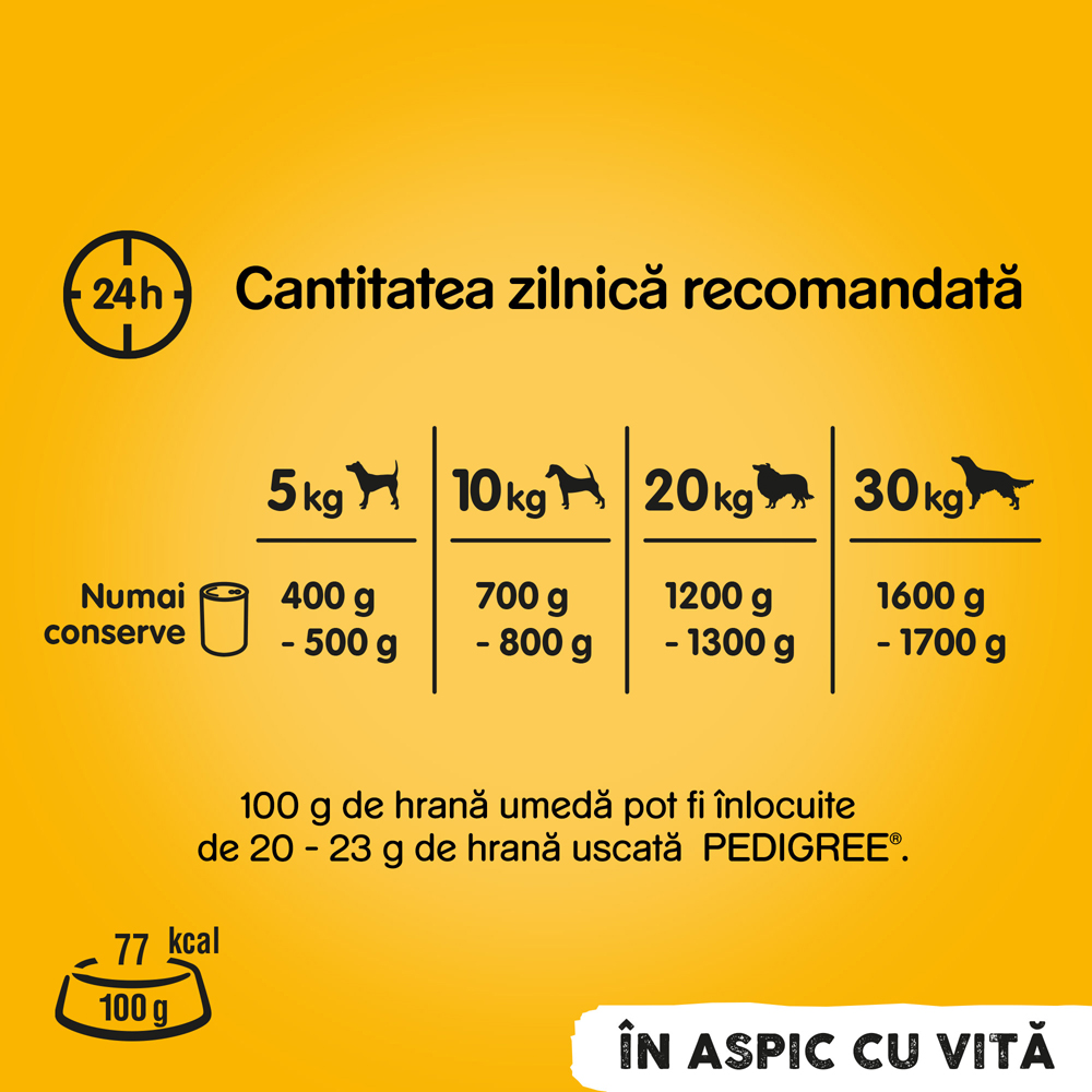 Hrana umeda pentru caini PEDIGREE, Adult, Vita in aspic, 1200g