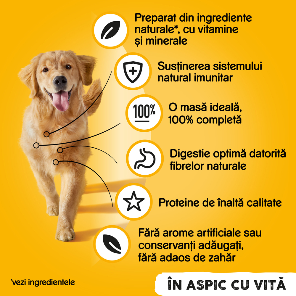 Hrana umeda pentru caini PEDIGREE, Adult, Vita in aspic, 1200g