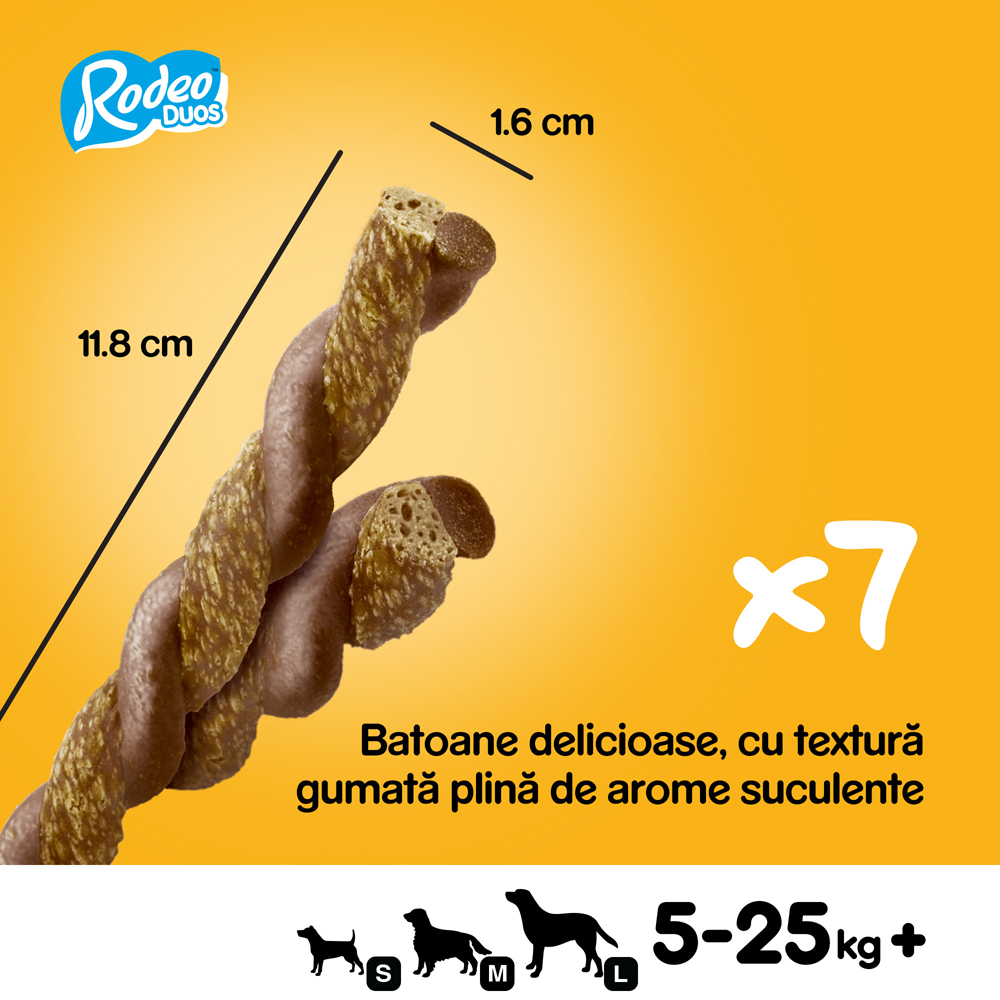 Recompensa pentru caini PEDIGREE Rodeo Duos, Pui si sunca, 123 g