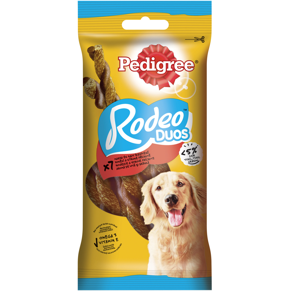 Recompensa pentru caini PEDIGREE Rodeo Duos, Vita si branza, 123 g