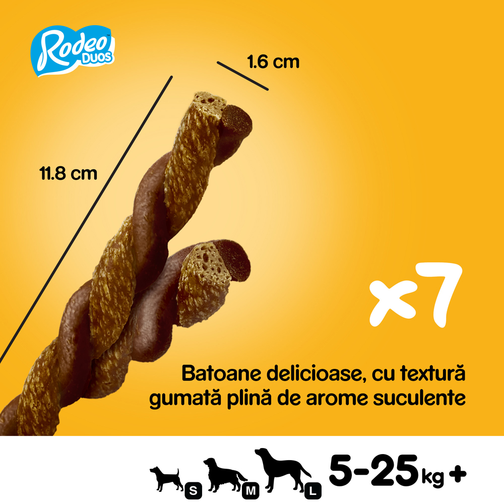 Recompensa pentru caini PEDIGREE Rodeo Duos, Vita si branza, 123 g