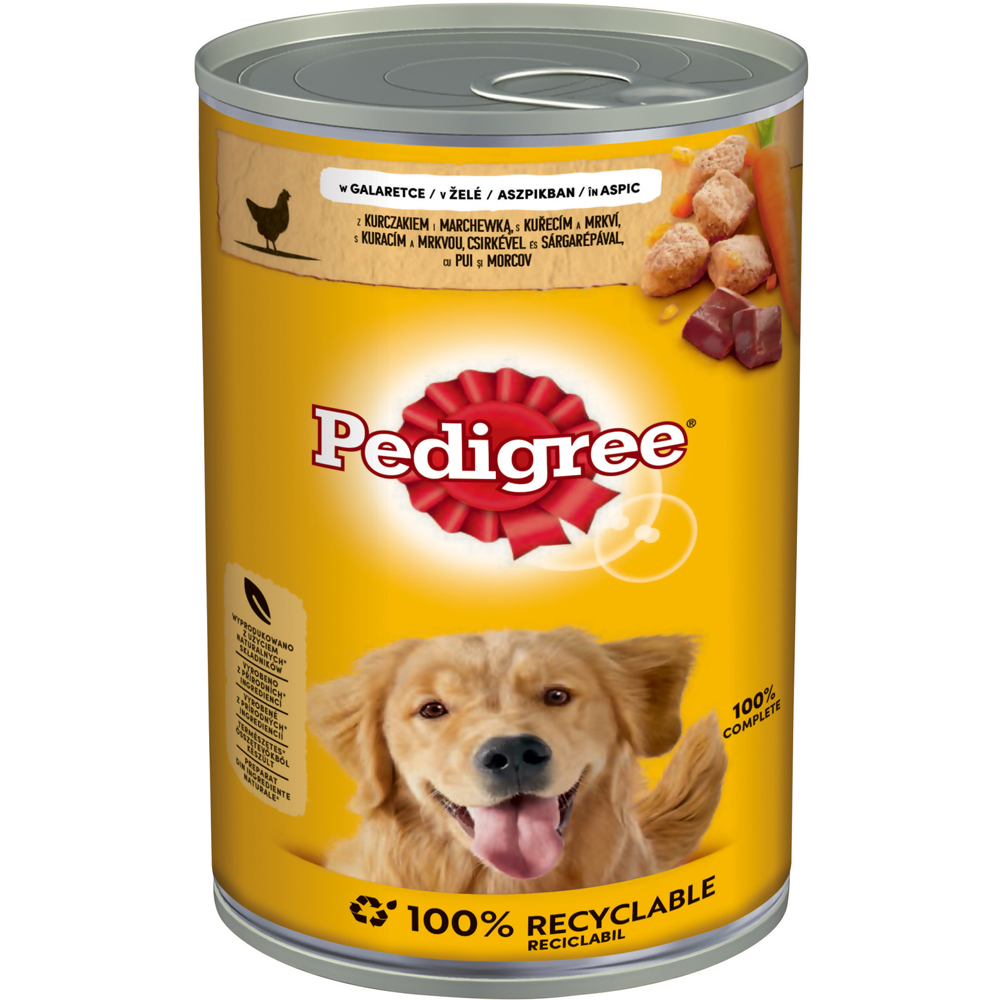 Hrana umeda pentru caini PEDIGREE, Adult, Pui si morcov in aspic, 1200 g