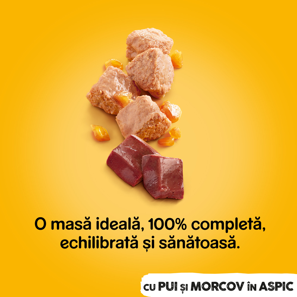 Hrana umeda pentru caini PEDIGREE, Adult, Pui si morcov in aspic, 1200 g