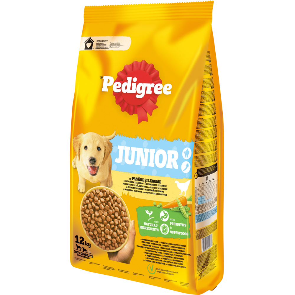Hrana uscata pentru caini PEDIGREE, Junior, Pasare si legume, 12 kg