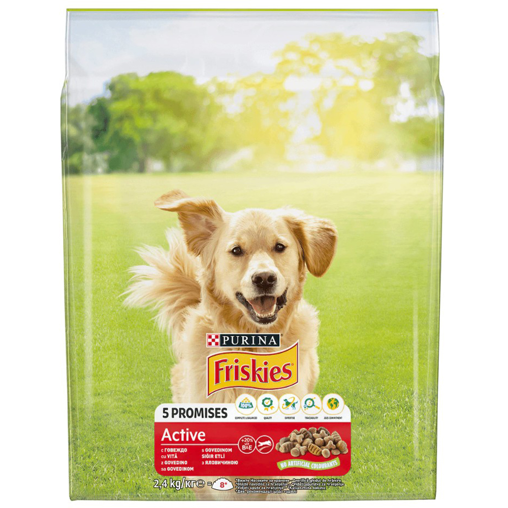 Hrana uscata pentru caini FRISKIES Active, Vita, 2.4 kg