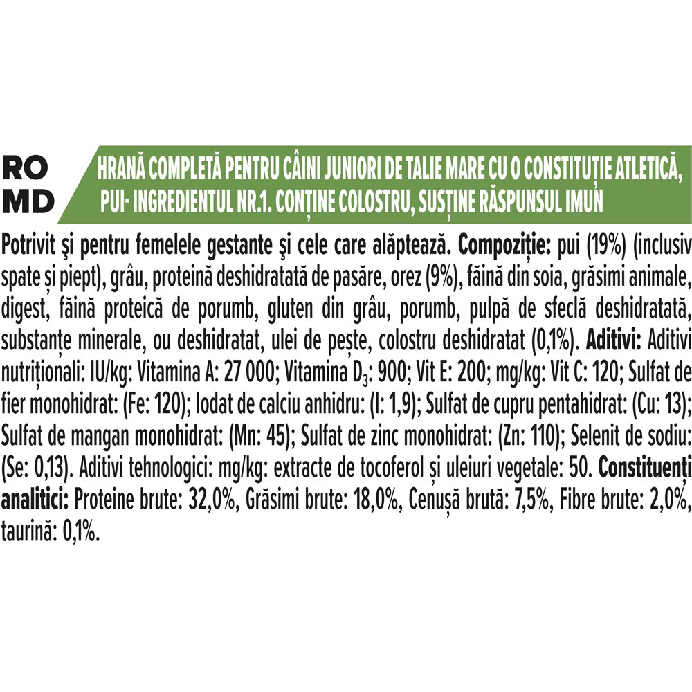 Hrana uscata pentru caini PURINA PRO PLAN Large Athletic, Healthy Start, Junior, Pui, 12 kg