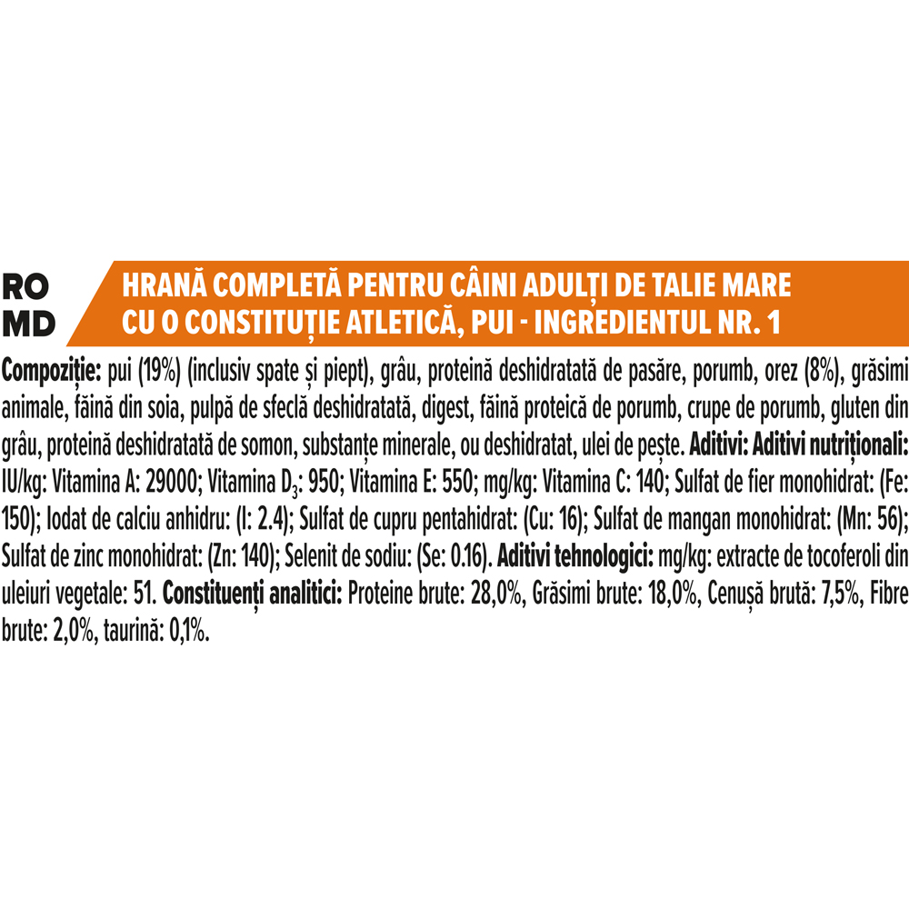 Hrana uscata pentru caini PURINA PRO PLAN Large Athletic, Everyday Nutrition, Adult, Pui, 14 kg