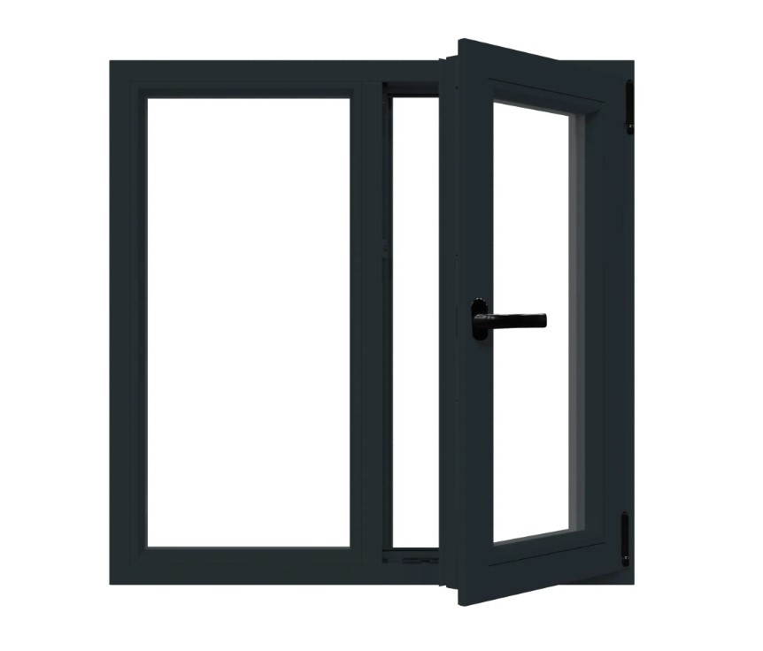 Fereastra termopan APLAST, PVC, 6 camere, 136 x 116 cm, deschidere oscilobatanta dreapta, gri antracit