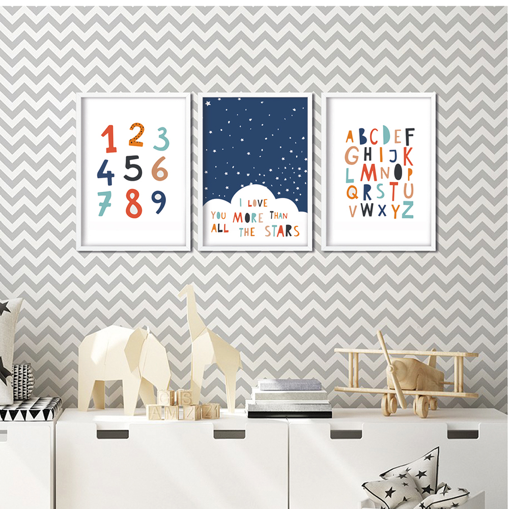Set 3 tablouri cu rama Learn, 23 x 33 cm, PVC