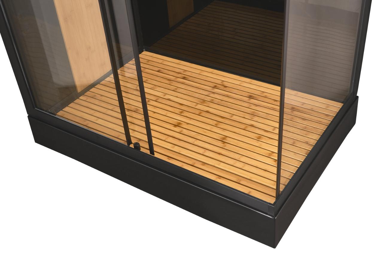 Cabina dus cu hidromasaj BAMBOO, dreptunghiulara, profil metalic, sticla securizata, 120 x 80 x 225 cm, negru/maro