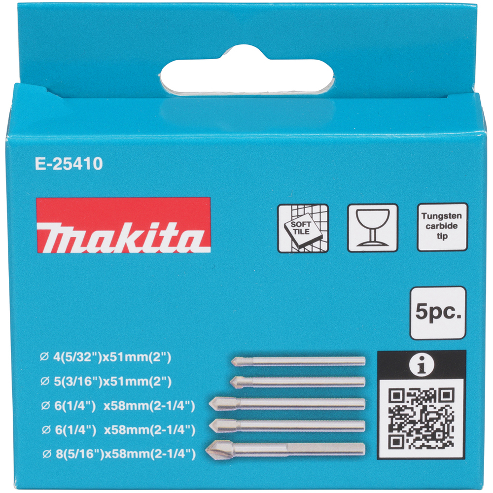 Set burghie pentru sticla si ceramica MAKITA E-25410, 4-8 mm, 5 bucati