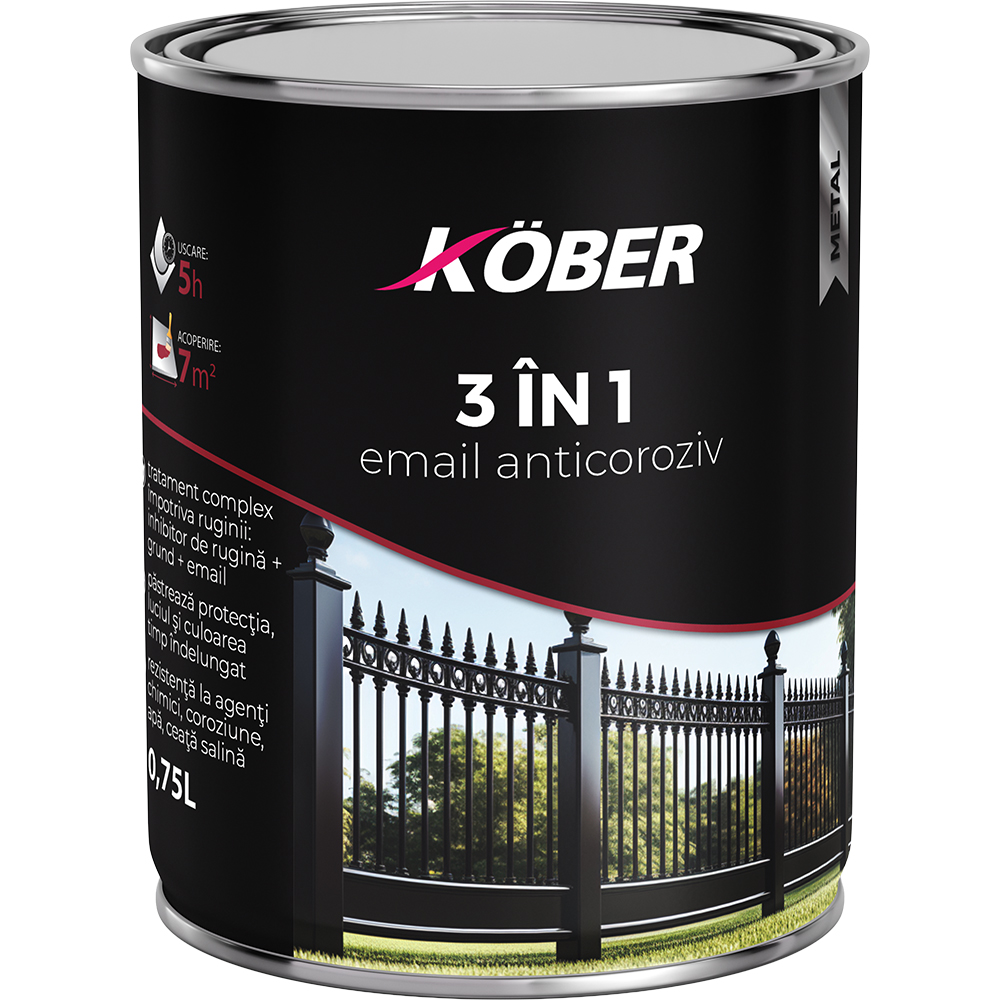 Email anticoroziv lucios KOBER New, negru, 0.75L