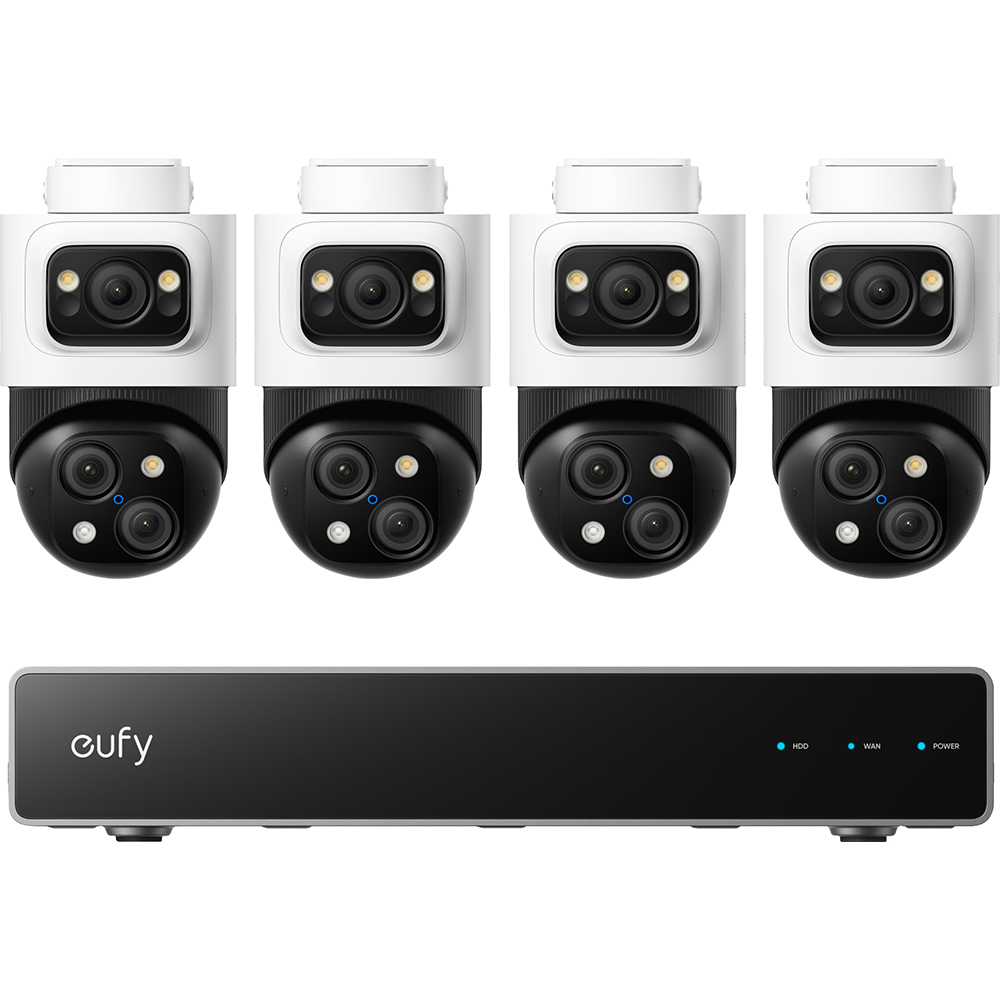 Kit supraveghere video EUFYCAM S4 Max, 4 camere, 4K Ultra HD, 16 canale, alb