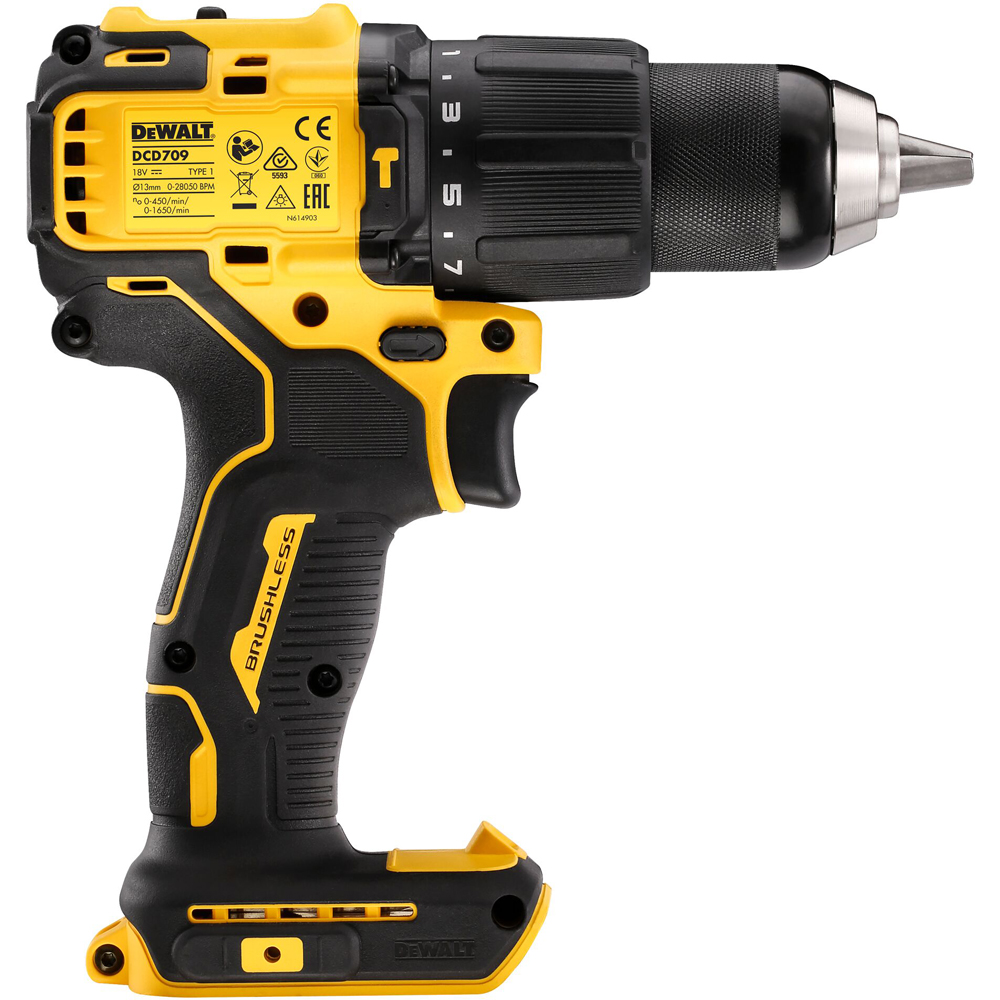 Masina de gaurit si insurubat cu percutie DEWALT DCD709M2T-QW, 18V, 2x4Ah, 1650RPM, 65Nm