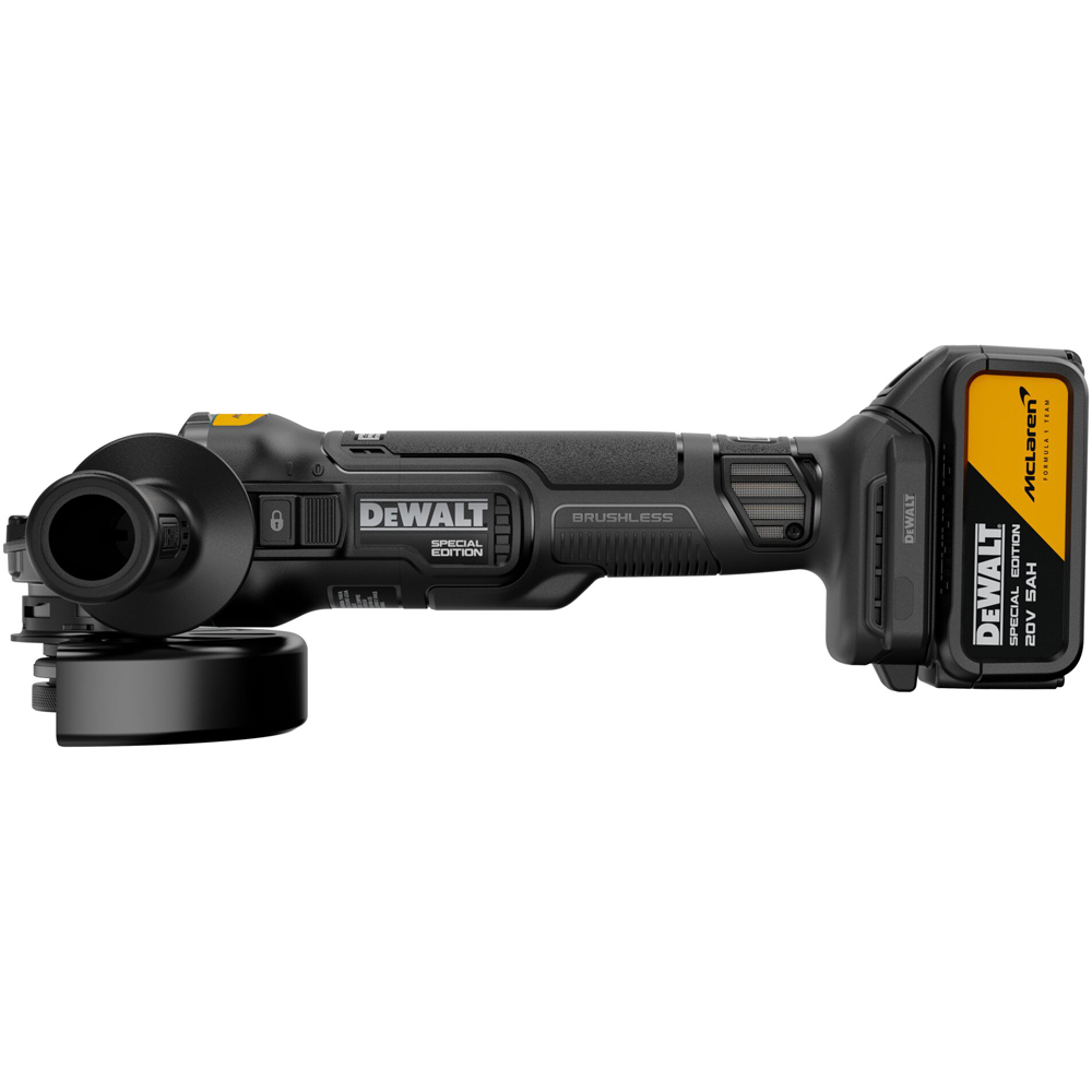 Polizor unghiular DEWALT DCG45MP2T-QW x McLaren F1 Team, 5500RPM, 2x5Ah, 125mm