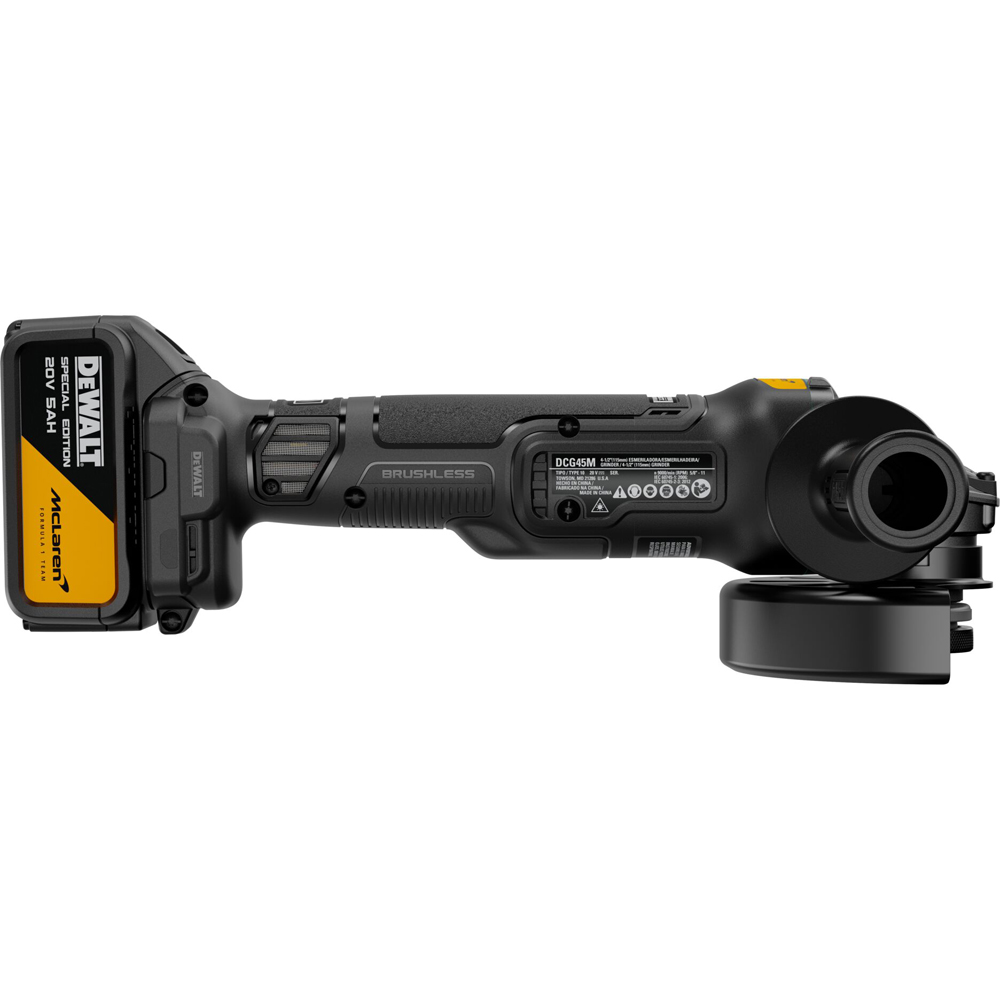 Polizor unghiular DEWALT DCG45MP2T-QW x McLaren F1 Team, 5500RPM, 2x5Ah, 125mm