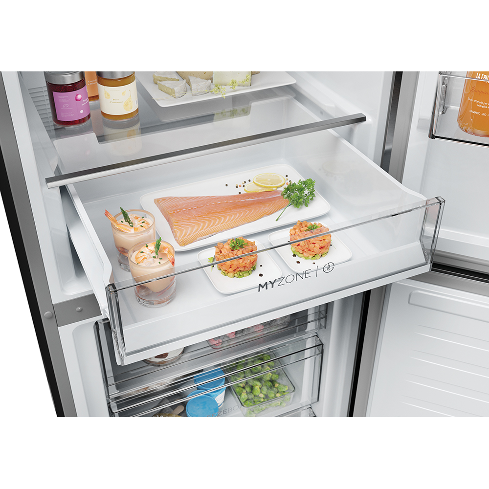 Combina frigorifica HAIER EHD3PWDNPK186, No Frost, 352 l, H 185 cm, Clasa D, Wi-Fi, inox