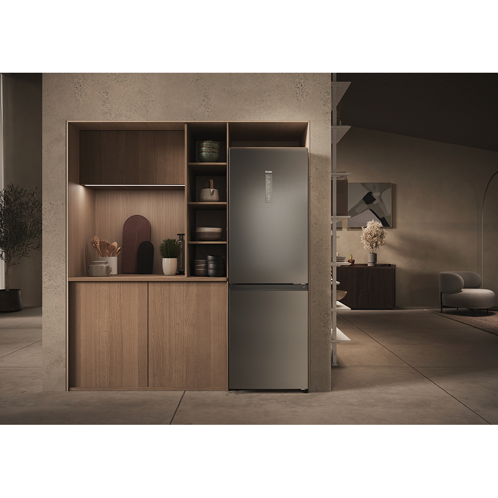 Combina frigorifica HAIER EHD3PWDNPK186, No Frost, 352 l, H 185 cm, Clasa D, Wi-Fi, inox