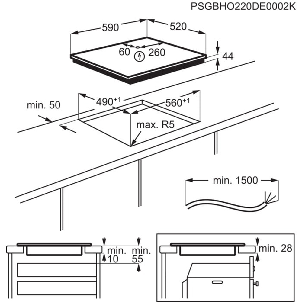 Plita incorporabila ELECTROLUX EIT60433CT, Inductie, 4 arzatoare, Touch Control, negru