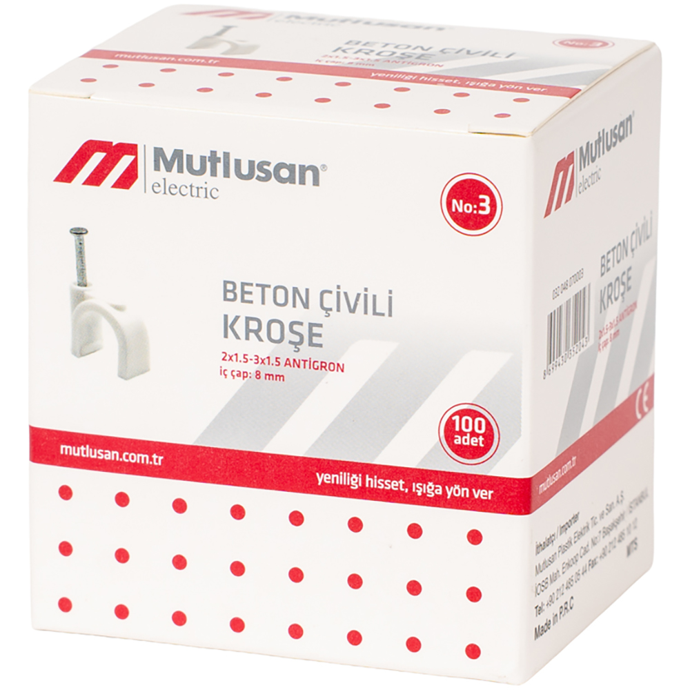 Brida cablu electric MUTLUSAN, Nr3, ABS, alb, 100buc