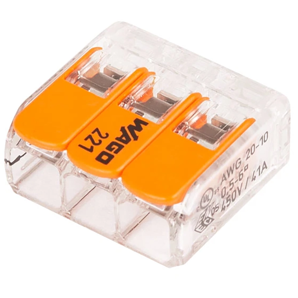 Conector WAGO 221-613, FY, 3 fire, 0.5 - 6mm2, 30 cleme