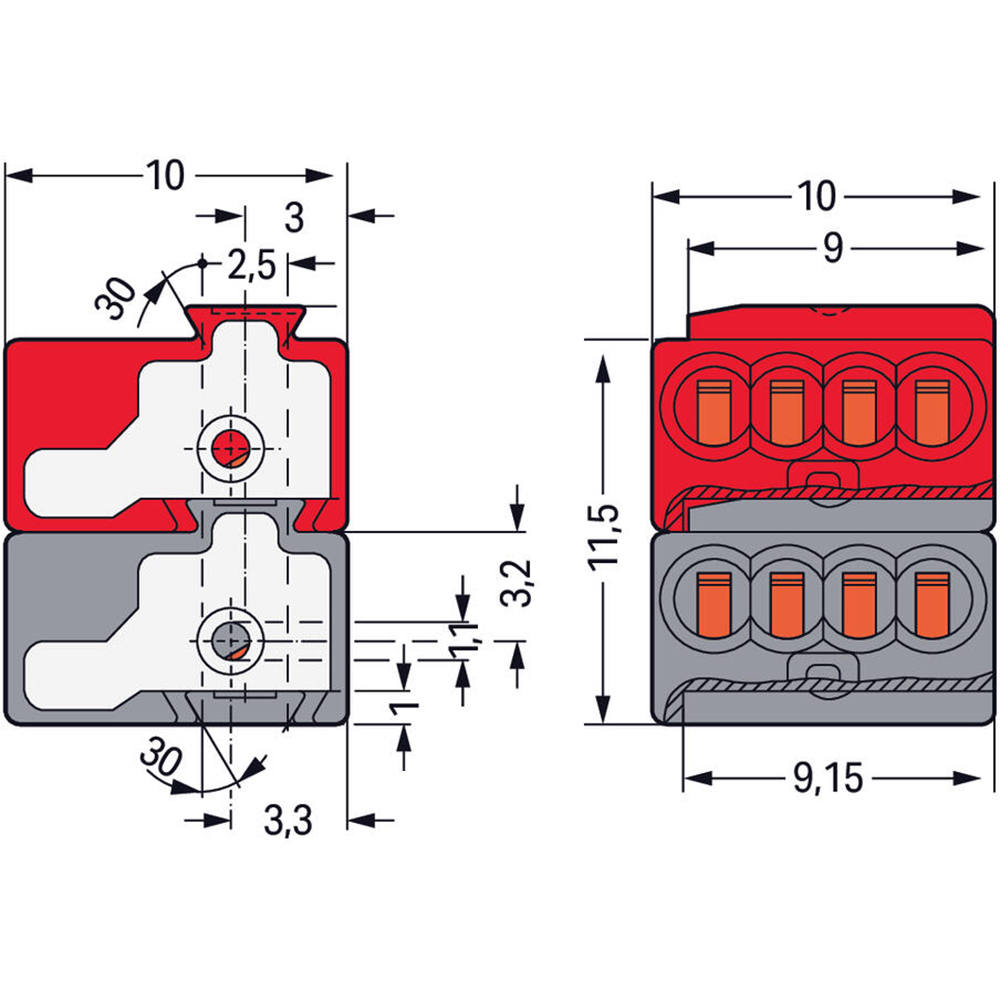 Conector WAGO 243-211, 4 fire, 0.6-0.8 mm2, 50 cleme