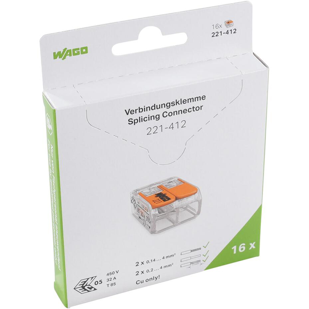 Conector WAGO 221-412, FY / MYF, 2 fire, 0.2 - 4mm2, 16 cleme