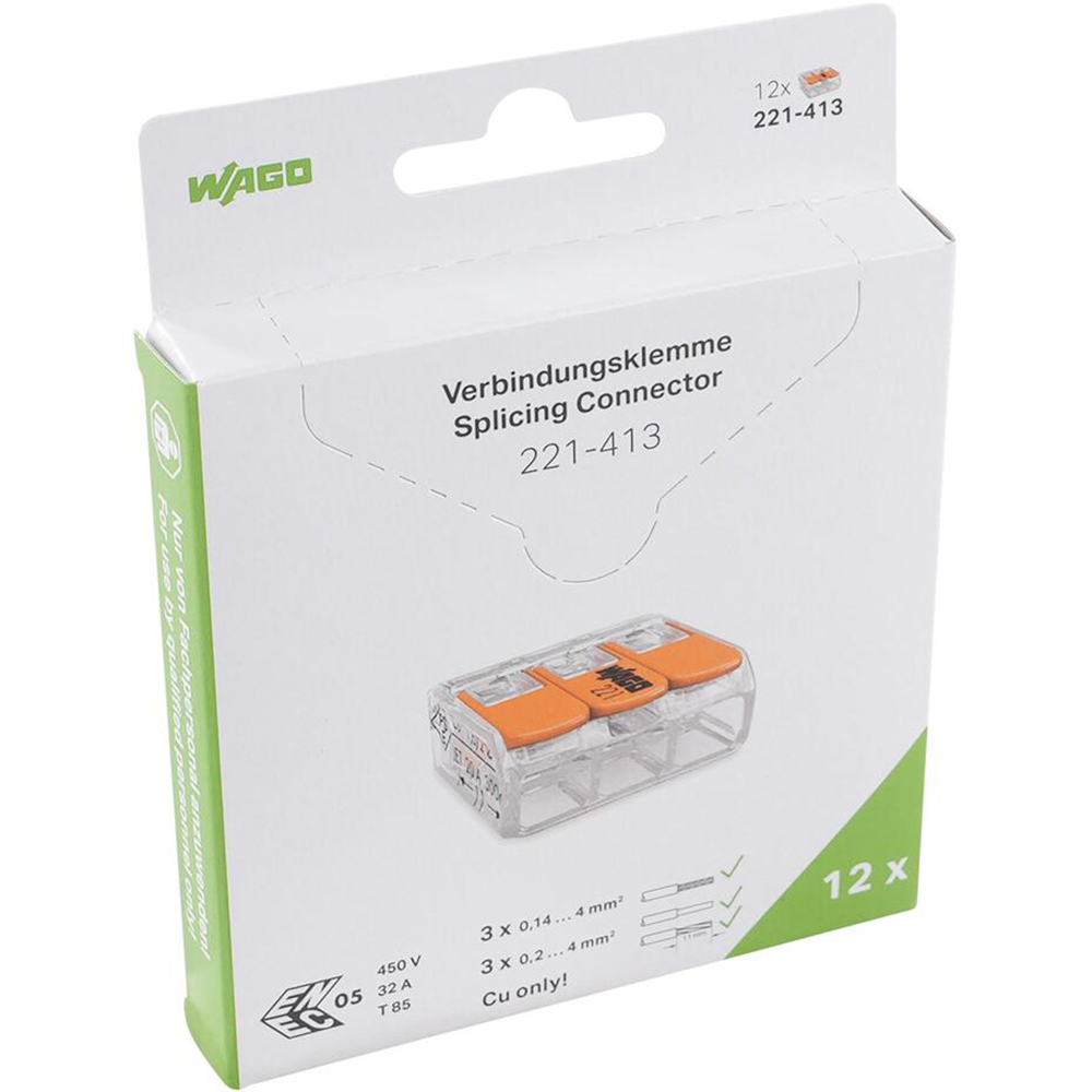 Conector WAGO 221-413, FY / MYF, 3 fire, 0.2 - 4mm2, 12 cleme