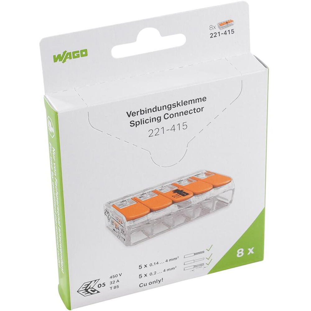 Conector WAGO 221-415, FY / MYF, 5 fire, 0.2 - 4mm2, 8 cleme