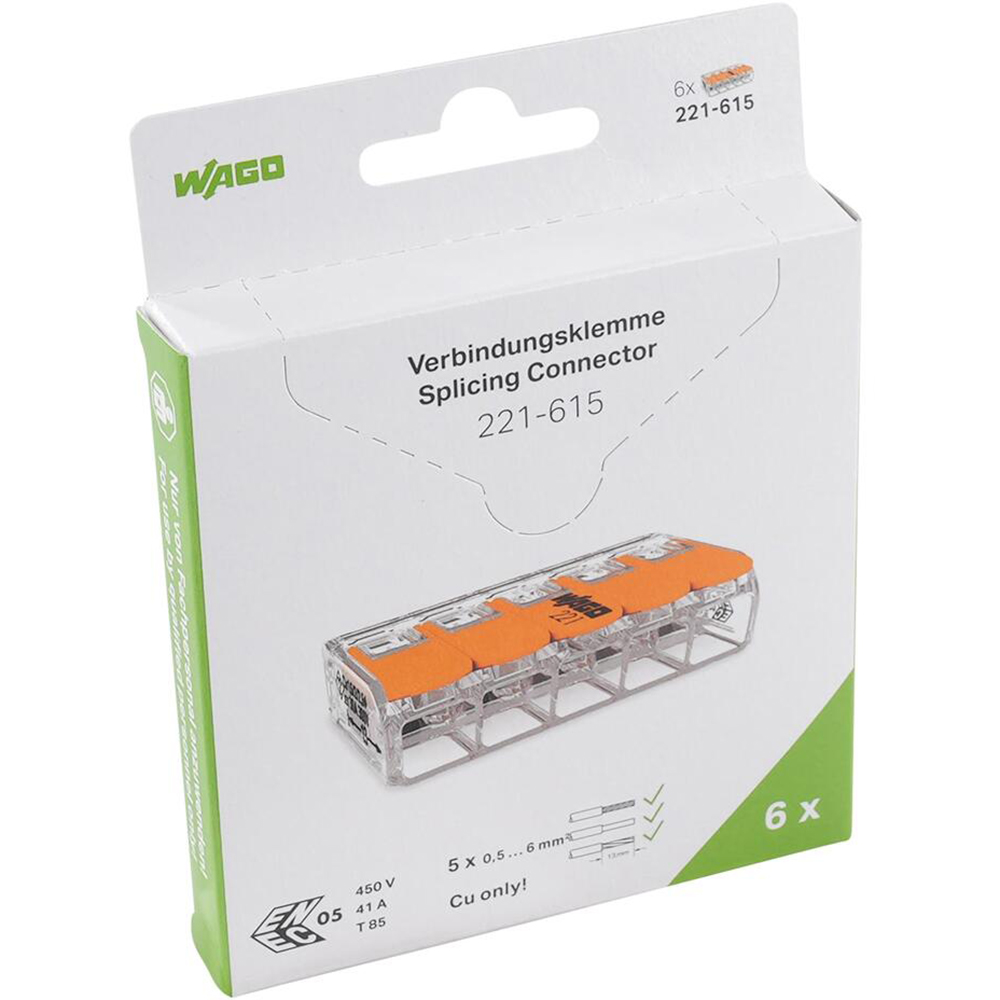 Conector WAGO 221-615, FY / MYF, 5 fire, max 6 mm2, 6 cleme