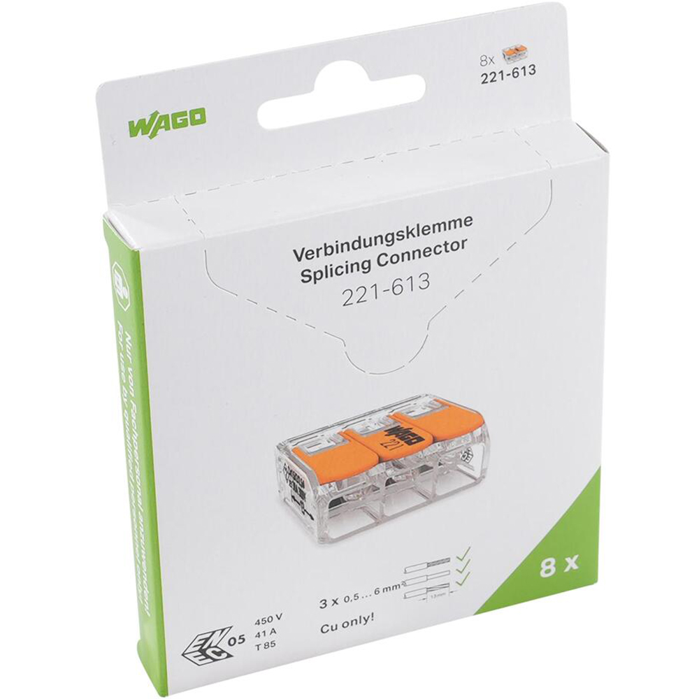 Conector WAGO 221-613, FY, 3 fire, max 6 mm2, 8 cleme
