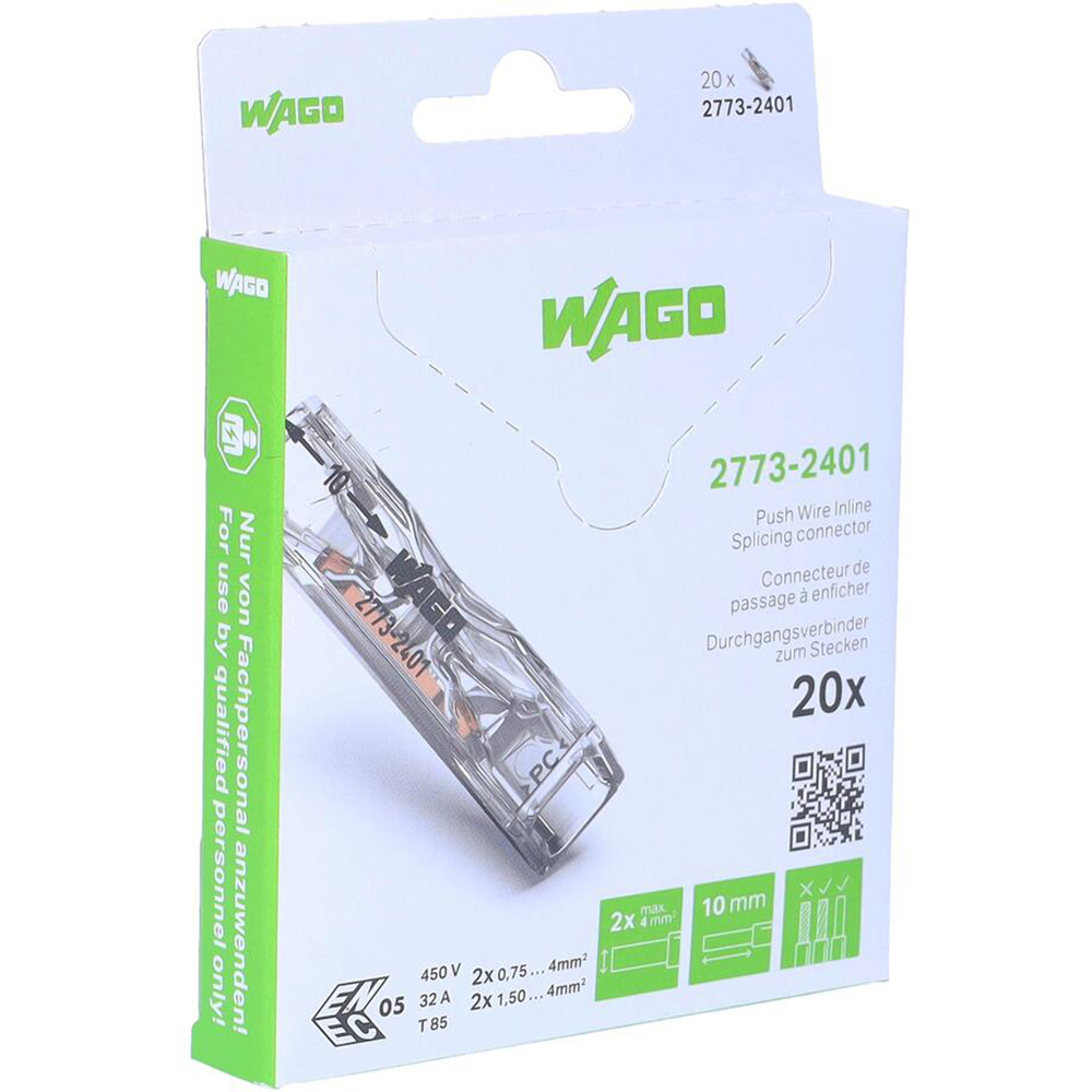 Conector WAGO 2773-2401, FY, 2 fire, 0.5 - 2.5mm2, 20 cleme