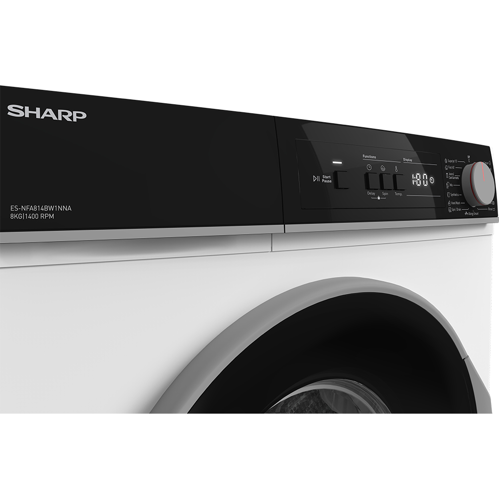 Masina de spalat rufe frontala SHARP ES-NFA814BW1NNA-EE, AllergySmart, 8 kg, 1400rpm, Clasa A, alb