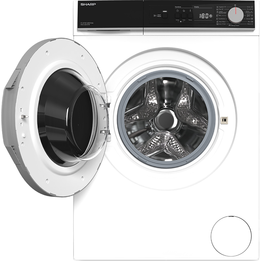 Masina de spalat rufe frontala SHARP ES-NFA814BW1NNA-EE, AllergySmart, 8 kg, 1400rpm, Clasa A, alb