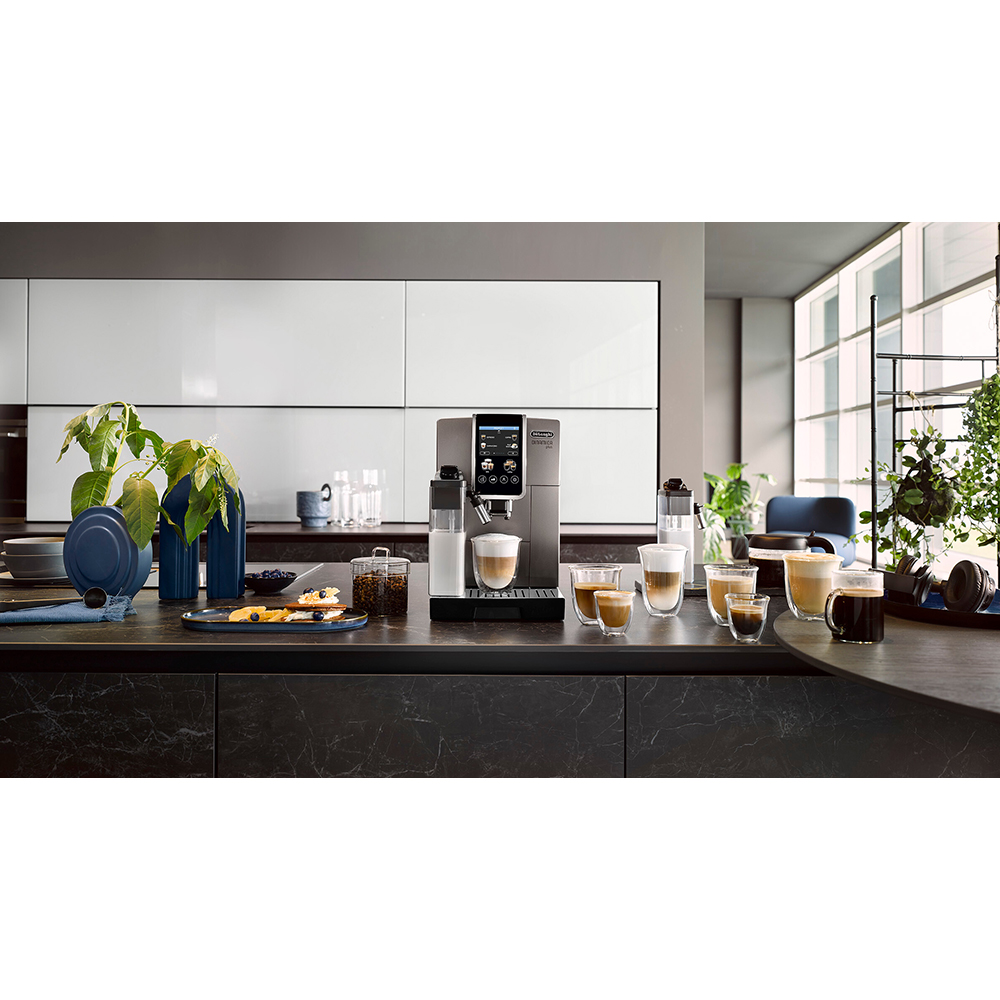 Espressor automat DELONGHI Dinamica Plus ECAM380.95.TB, 1.8l, 1450W, 15 bar, gri inchis-negru