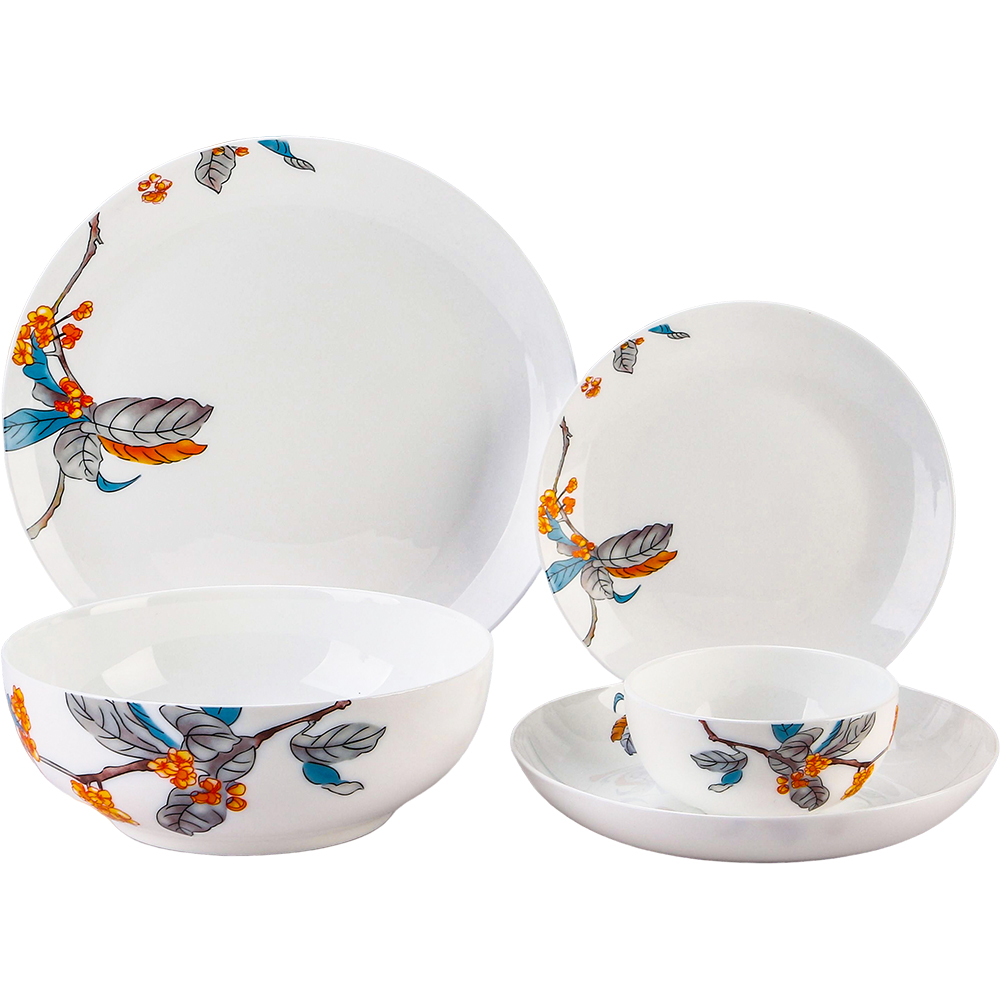 Set de masa MYRIA MC4008, 25 piese, sticla opal, alb