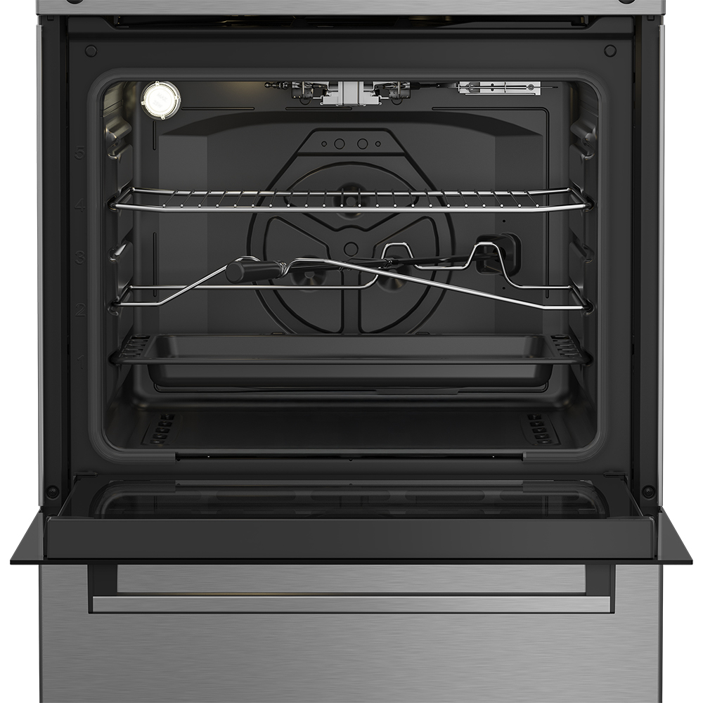 Aragaz BEKO FBSHT62111GX, 4 arzatoare, Gaz, L 60 cm, Grill, Rotisor, inox