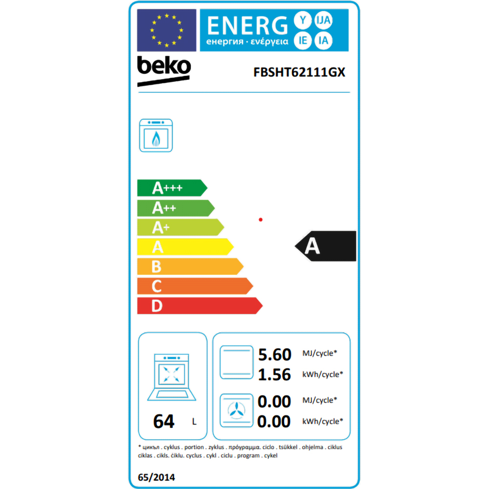 Aragaz BEKO FBSHT62111GX, 4 arzatoare, Gaz, L 60 cm, Grill, Rotisor, inox