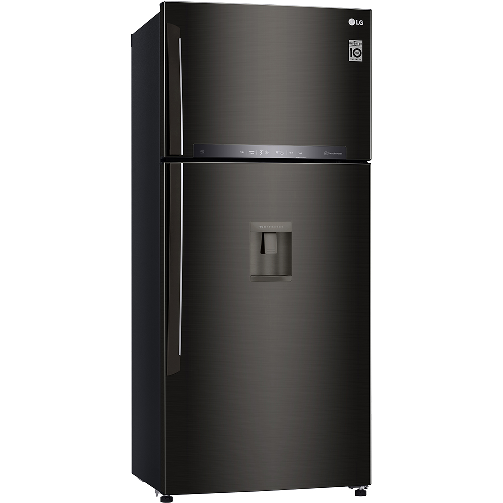 Frigider cu doua usi LG GTF744BLPED, No Frost, 509 l, H 180 cm, Clasa E, Dozator apa, negru